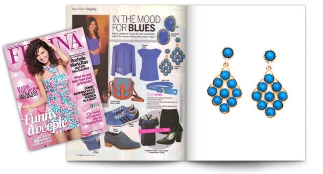 Femina, Blue Stone Chandelier Earring