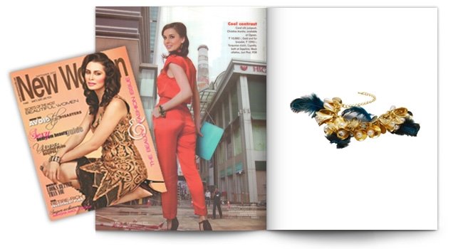 Femina, Pearl Drop Feather Bracelet
