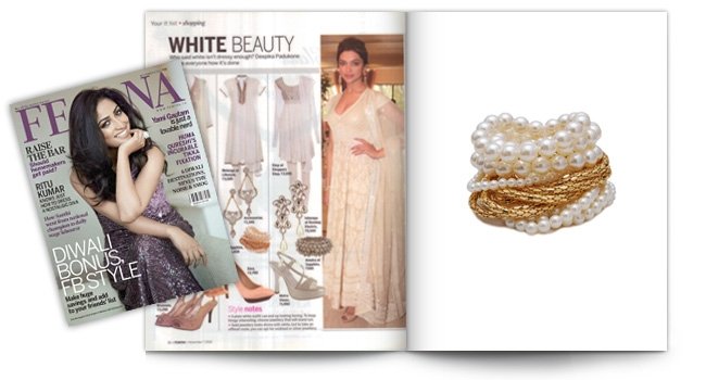 Femina, Set of 16 Chunky Gold & Pearl Bracelet