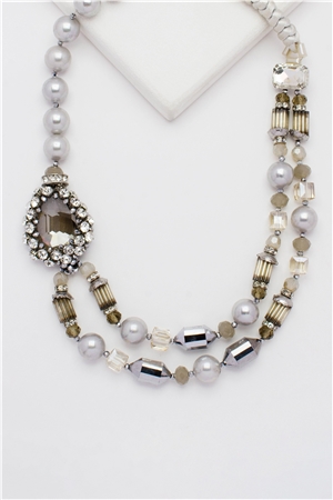 Sunset In Havana Crystal Pearl Layered Necklace