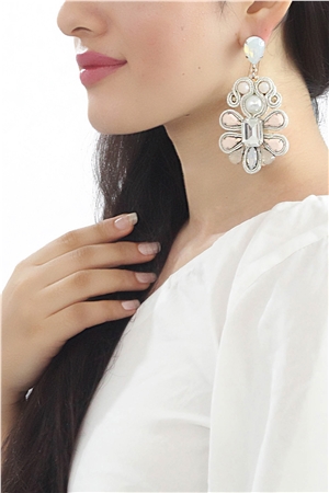 A Stranger In Paris Diamante Floral Statement Earrings