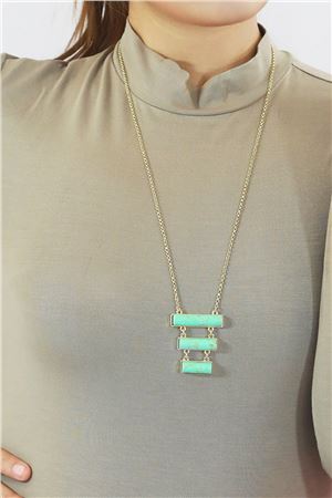 Aqua Skyline Turquoise Marble Bars Pendant Necklace