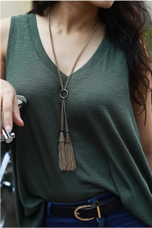 The Cressida Double Tassel Pendant Gold Necklace