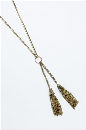 The Cressida Double Tassel Pendant Gold Necklace