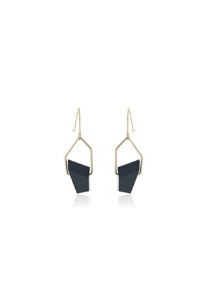 Asymmetric Charcoal Gold Danglers