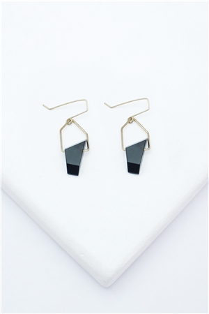 Asymmetric Charcoal Gold Danglers