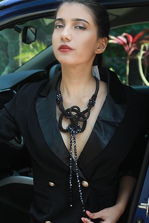 Black Swan Crystal Knot Statement Necklace