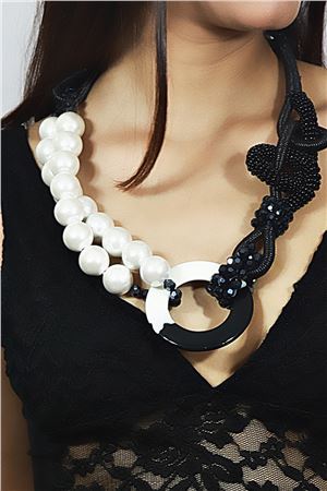 Ying Yang Pearl Statement Necklace