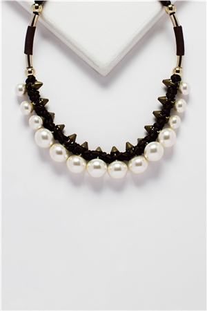 White Pearl Spires Collar Necklace