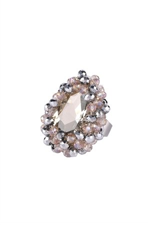 Briolette Crystal Statement Ring