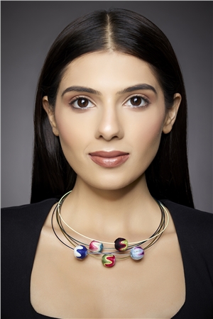 Set Of 5 Multi Colour Thread Ball Necklaces 2
