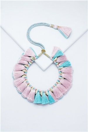 Pink Blue Pastel Tassel Necklace