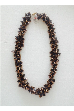 Muntin Muse Black Gold Glass Square Necklace