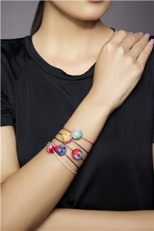 Set Of 5 Multi Colour Thread Ball Bracelets 1
