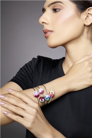 Set Of 5 Multi Colour Thread Ball Bracelets 2