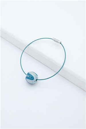 Blue White Thread Ball Wire Bracelet