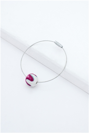 Maroon White Thread Ball Wire Bracelet