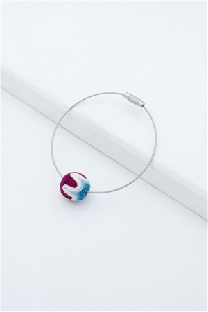 Maroon Blue Thread Ball Wire Bracelet
