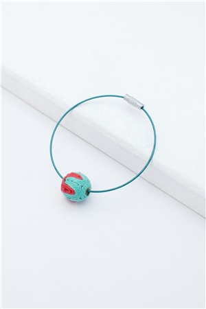 Red Green Thread Ball Wire Bracelet