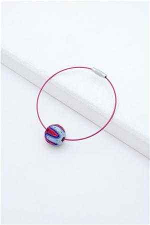 Blue White Thread Ball Wire Bracelet