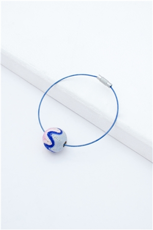 Pink Blue Thread Ball Wire Bracelet