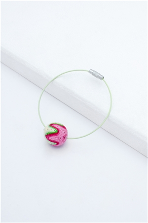 Green Pink Thread Ball Wire Bracelet
