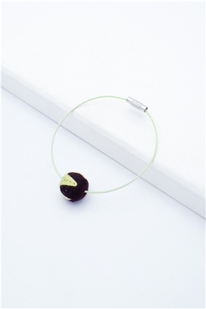 Yellow Brown Thread Ball Wire Bracelet