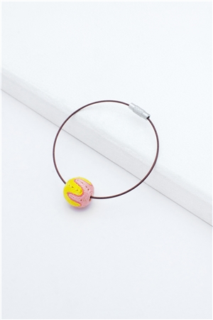Yellow Pink Thread Ball Wire Bracelet