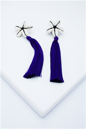 Violet Shell Tassel Earrings