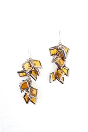 Muntin Muse Yellow Silver Glass Square Earring