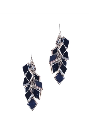 Muntin Muse Black Silver Glass Square Earring