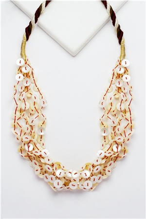 Shell Pearl Red Brown Button Necklace