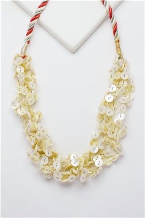 Shell Pearl Silver Button  Necklace
