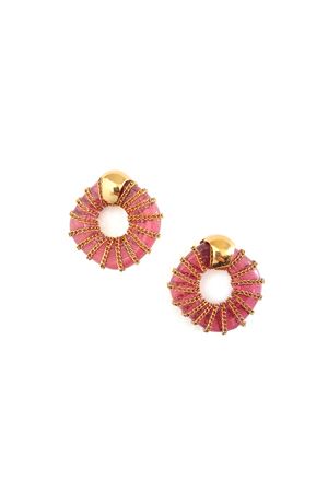 Catalina Red Glass Ring Gold Stud Earrings