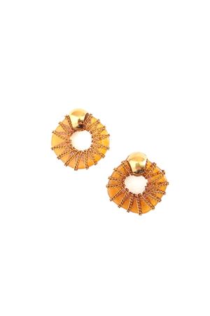 Thalia Orange Glass Ring Gold Stud Earrings