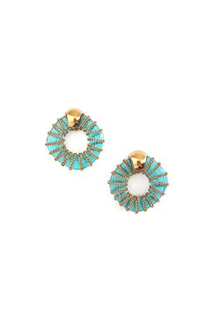 Delaney Blue Glass Ring Gold Stud Earrings