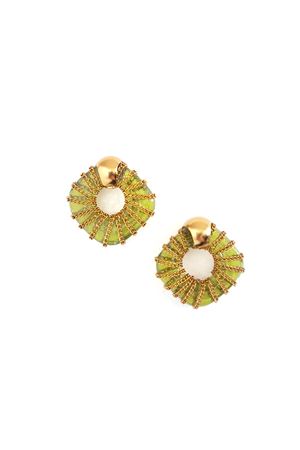 Giselle Lime Green Glass Ring Gold Stud Earrings