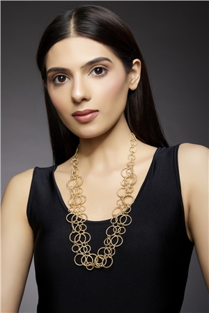 Claire Gold Rings Layered Long Necklace