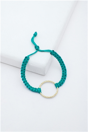 Gold Ring Green Thread Bracelet