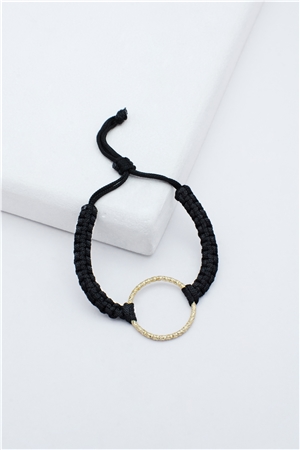 Gold Ring Black Thread Bracelet