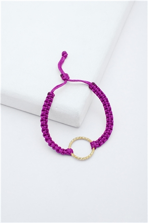 Gold Mini Ring Purple Thread  Bracelet