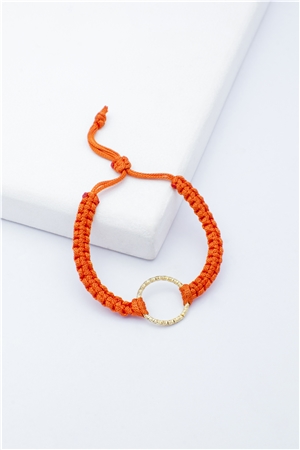 Gold Mini Ring  Orange Thread Bracelet