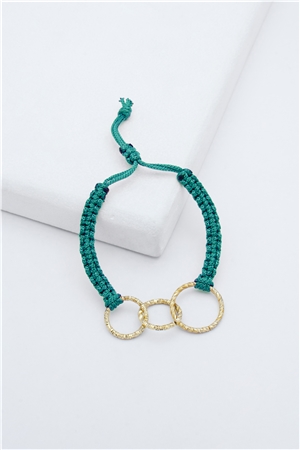 Infinity Gold Link Green Thread Bracelet