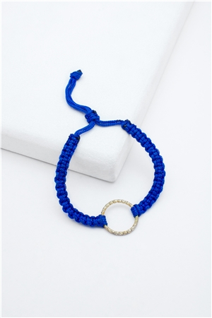 Gold Mini Ring Blue Thread Bracelet