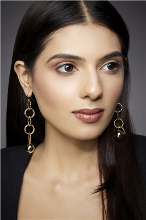 Savannah Gold Rings Ball Long Earrings