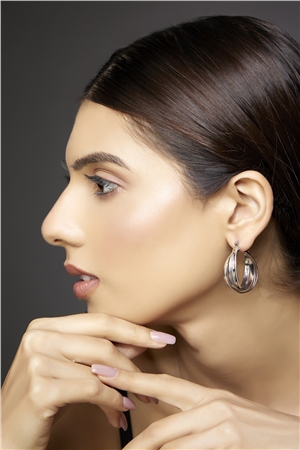 Thea Interlocked Silver Hoop Earrings