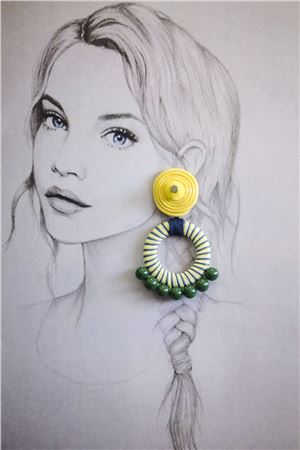 Caroline Spiral Bead Hoop Earrings