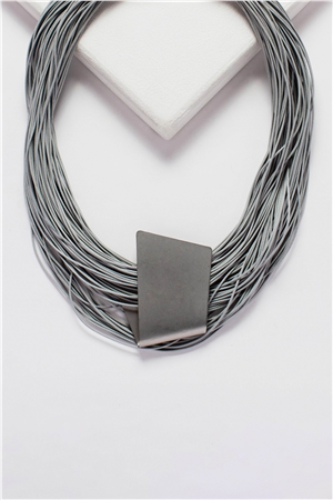 Matt Grey Pendant Layered Chord Necklace