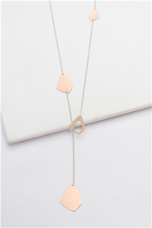 Matt Rose Gold Minimal Drop Long Necklace