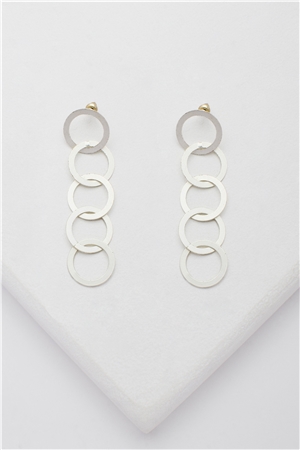 Cascading Rings Matt Silver Dangler Earrings